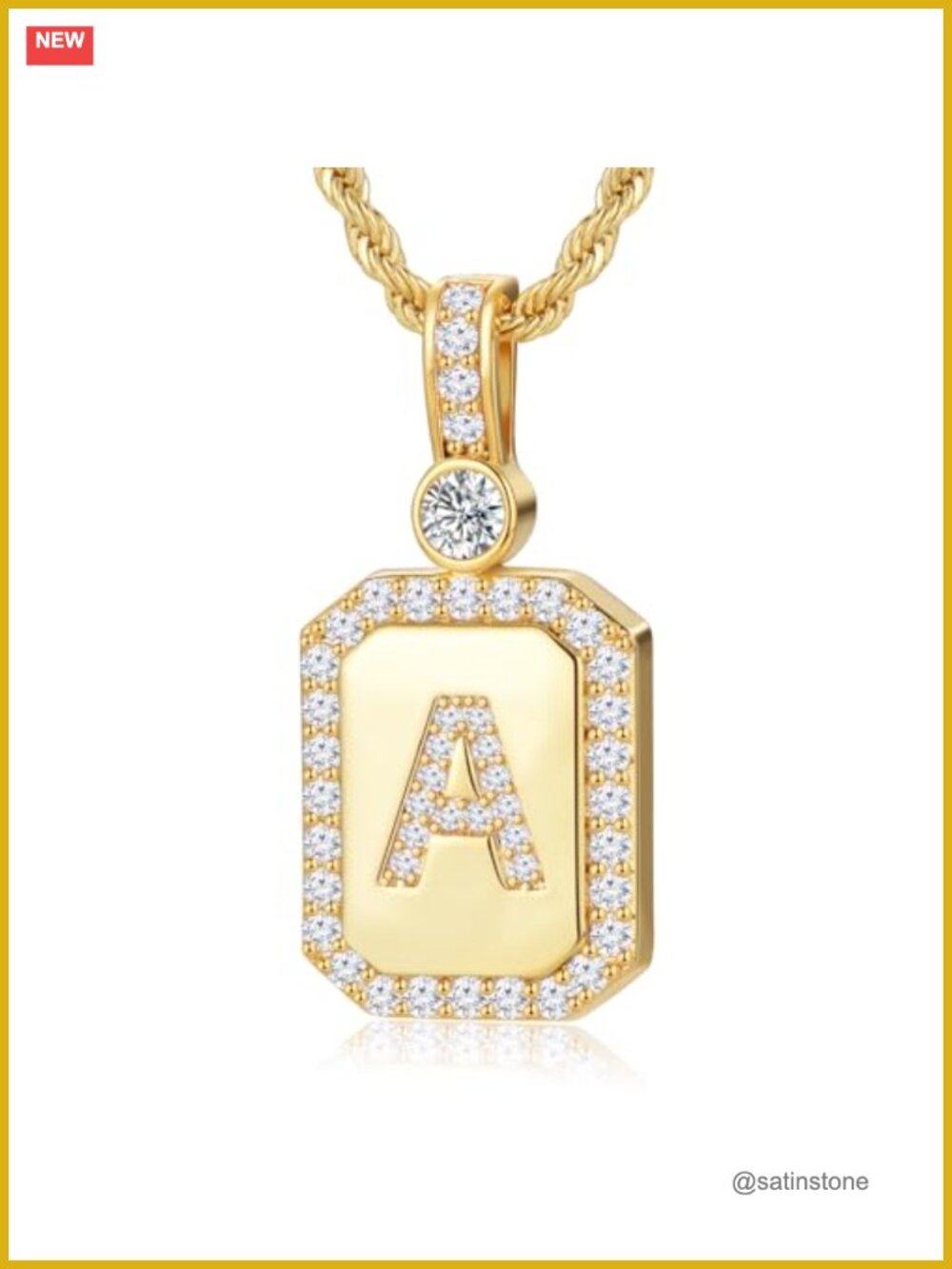 Meeshi 24K Gold Filled Initial Necklace 5A CZ Pendant